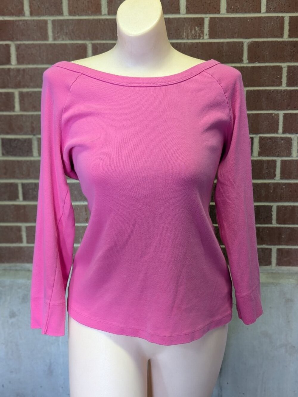 Vintage Y2K Lauren Ralph Lauren Pink Boat Neck Top Women's Large 100% Cotton L